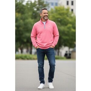 Peter Millar Coral Quarter-Zip Pullover